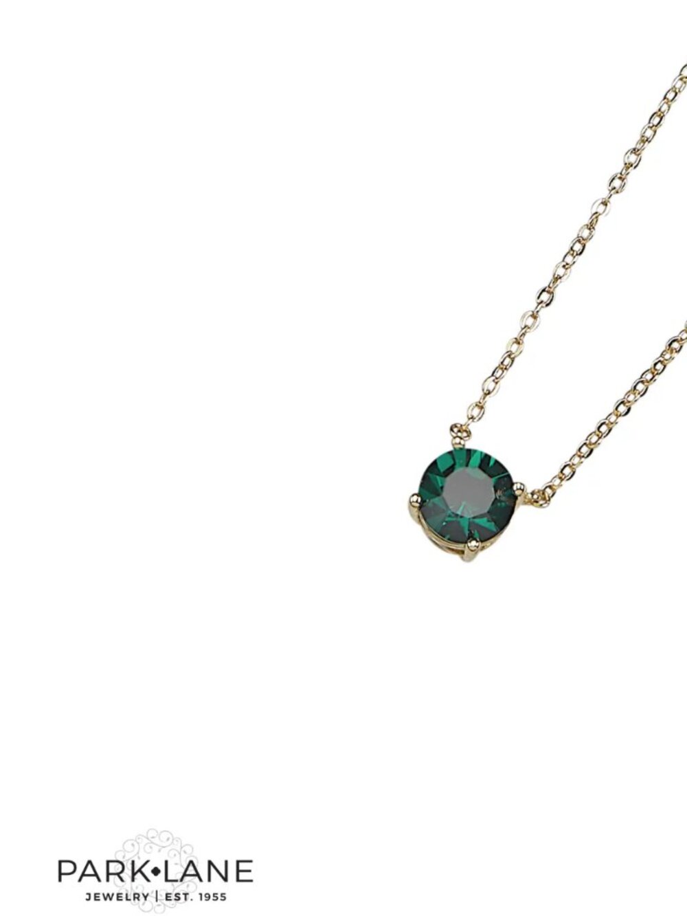 Park Lane Green Crystal Impression Necklace Gold Tone Chain 3 Carat NWT
